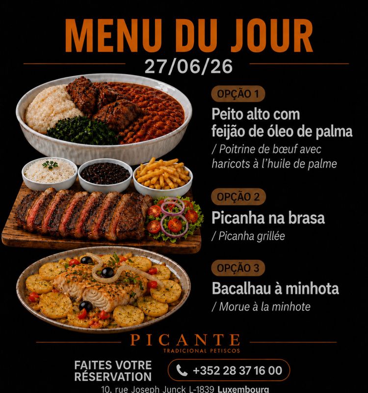 Menu Du Jour Picanha Na Brasa