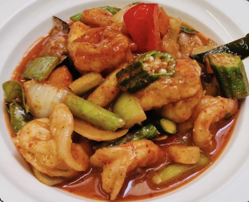 108 Scampis Thaï À La Citronnelle, Curry Rouge, Lait De Coco (Pimenté)