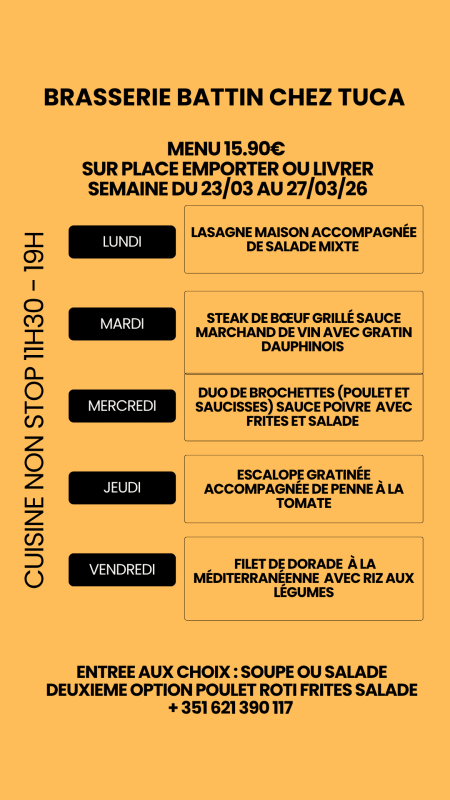 Plat Du Jour 23/ 03 Au 27/ 03