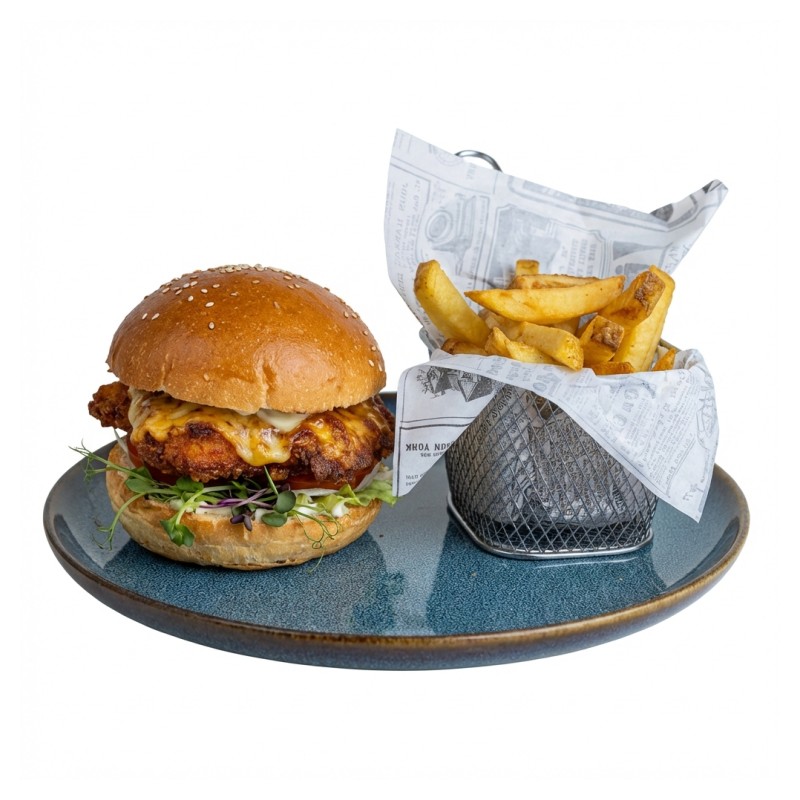 Burger Poulet Crispy Et Ses Frites