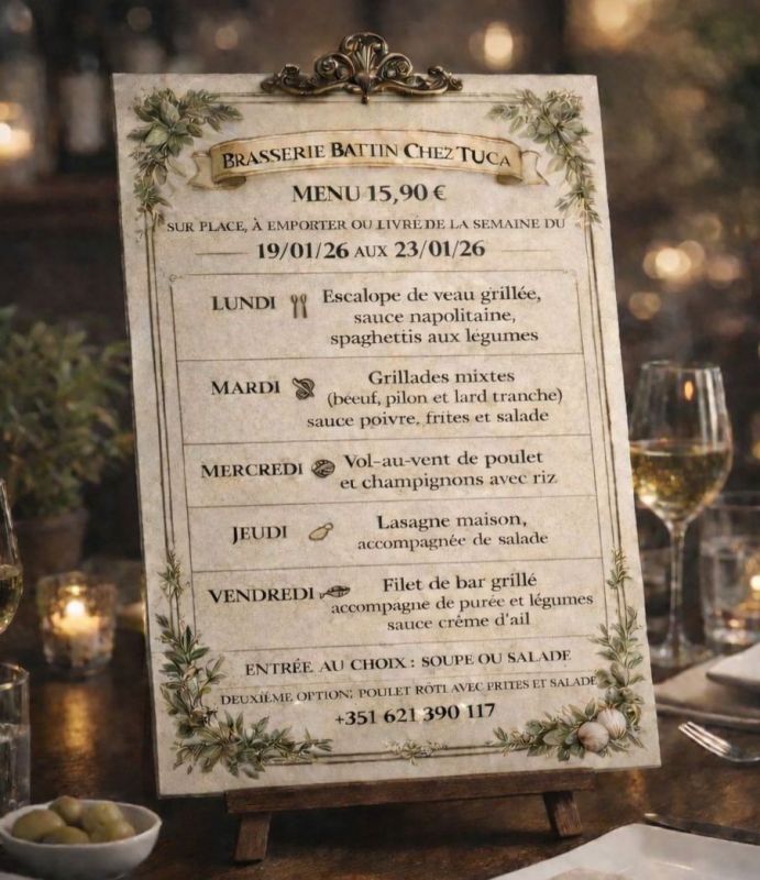 Plat Du Jour 19/ 01/ 26 Au 23/ 01/ 2026