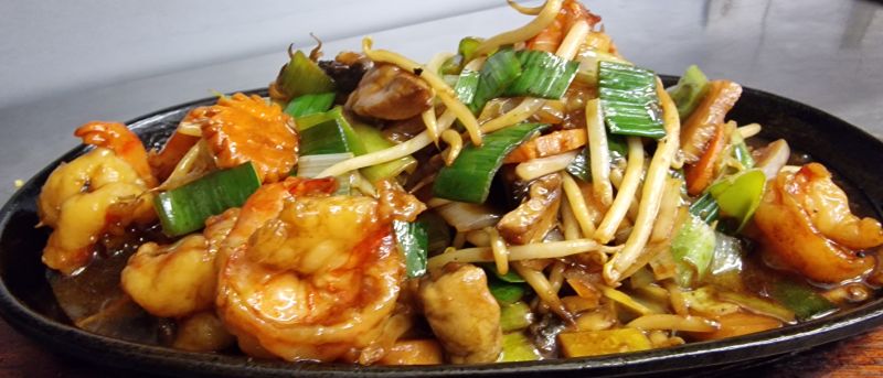 102 Scampis Aux Légumes Sauce Soja À La Poêle (Peu Pimenté)