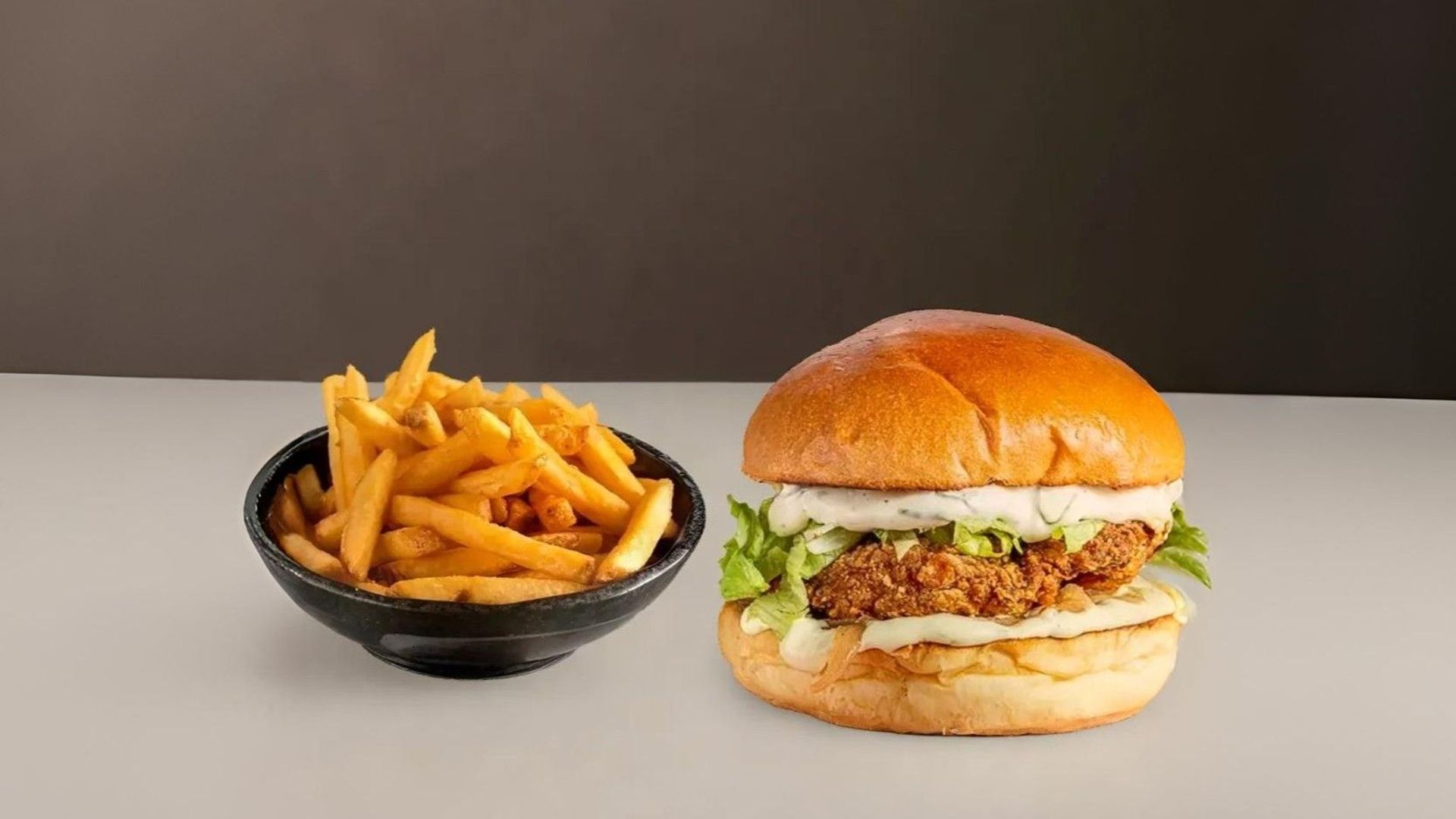 Menu Chicken Burger + Fries