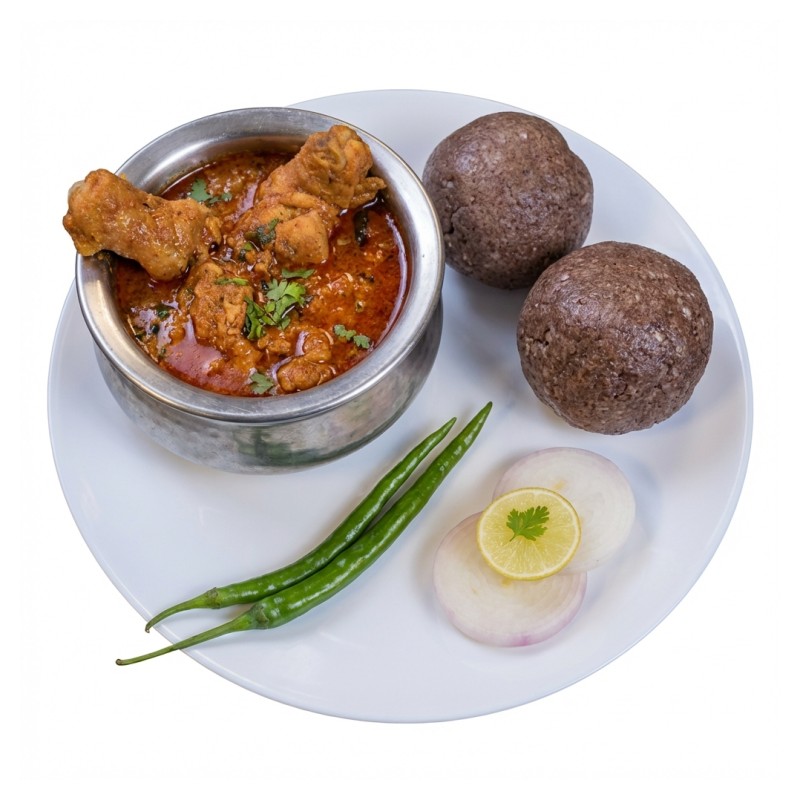 Ragi Sangati/ Ragi Mudde With Mutton Curry And Salad