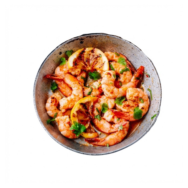 Scampis Aux Légumes Sur Plaque Chauffante