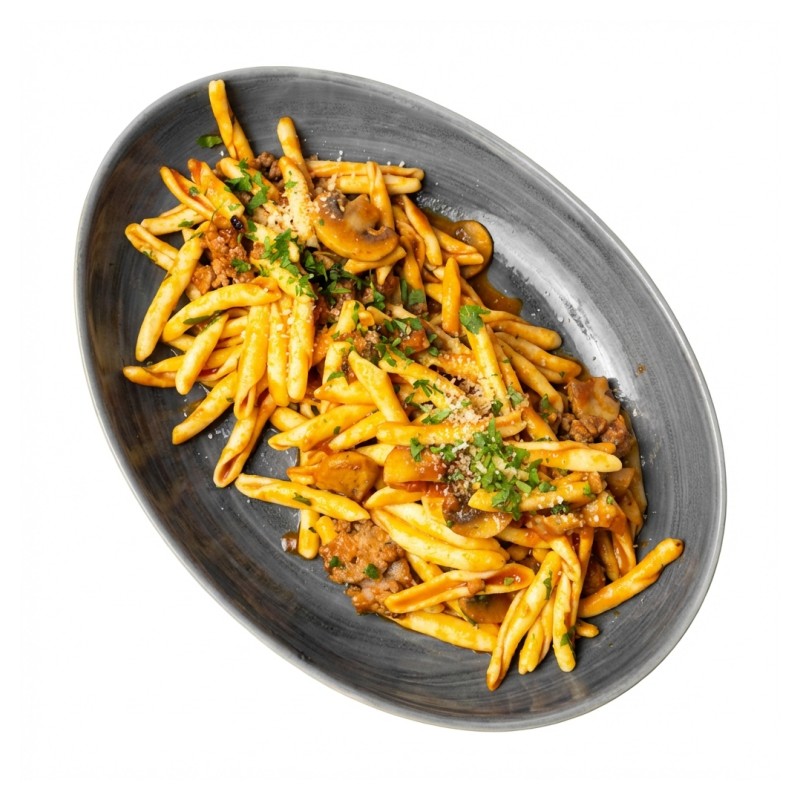 Strozzapreti Alla Salsiccia Frescha E Fungh (I Viande Melange)