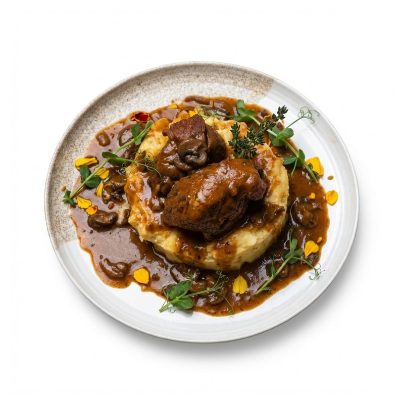 Moelleux De Porc Basse Température À La Bourguignonne & Son Accompagnement Au Choix