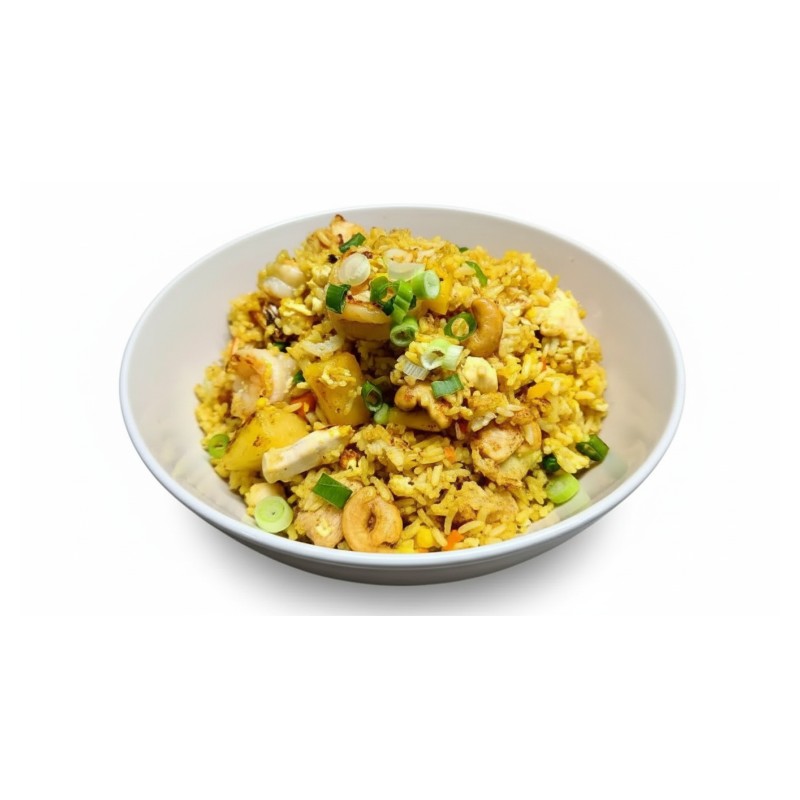 Riz Sauté Ananas Avec Scampis Et Poulet