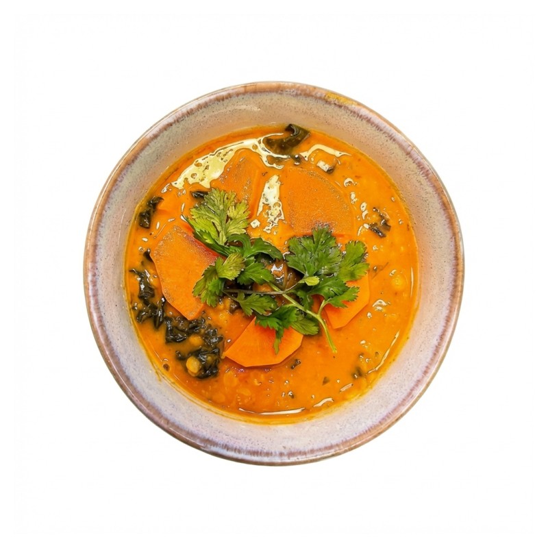 Soupe De Patates Douces, Lentil Corail Et Lait De Coco