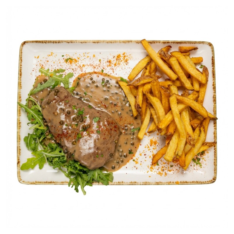 Rumsteck De Bœuf Snacké, Sauce Au Poivre Vert