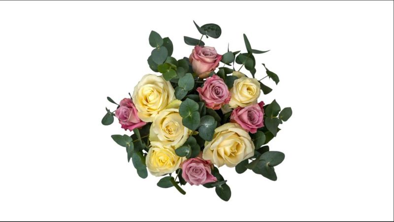 Pink And White Roses Bouquet 10 Pieces