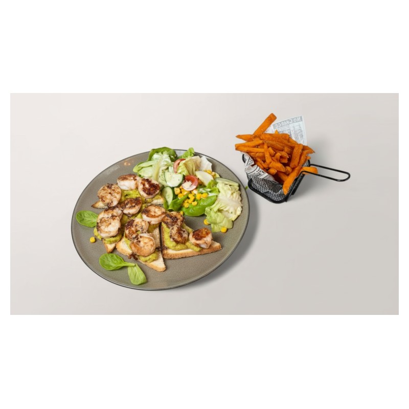 Toast Guacomole Scampis