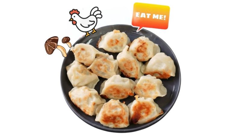 12 Pcs Chicken Mushroom Pan Fried Gyoza