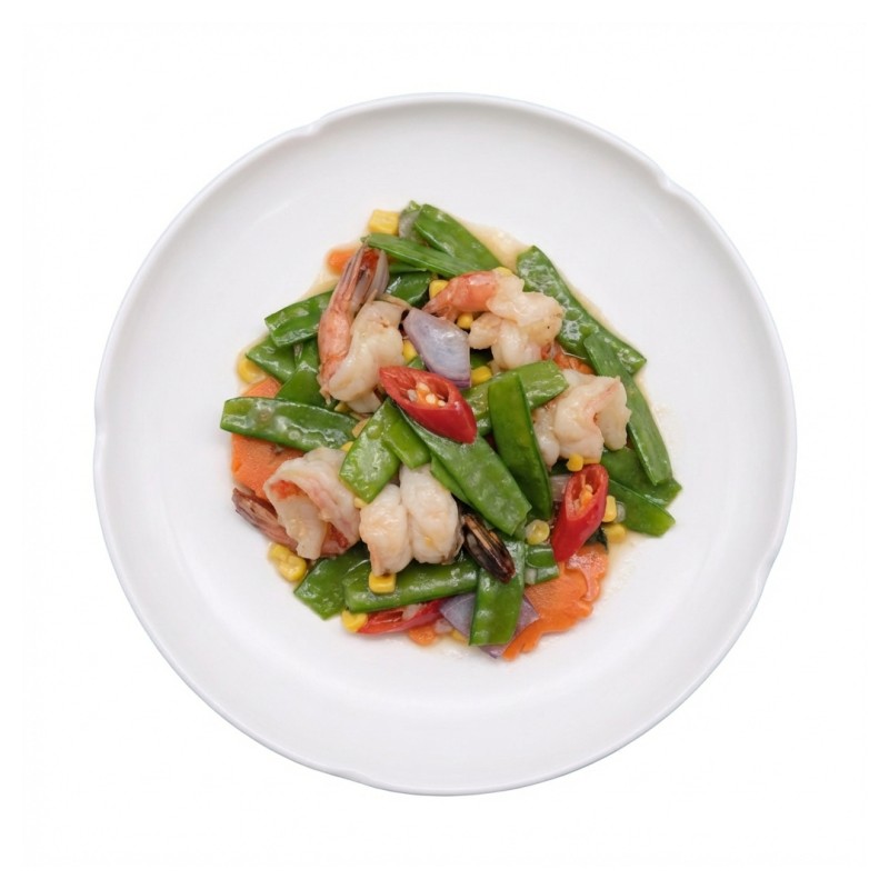 Gambas Sautées Au Wok Aux Pois Gourmands