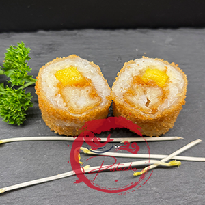 249 Riz Hot Roll Tempura Scampis Mangue
