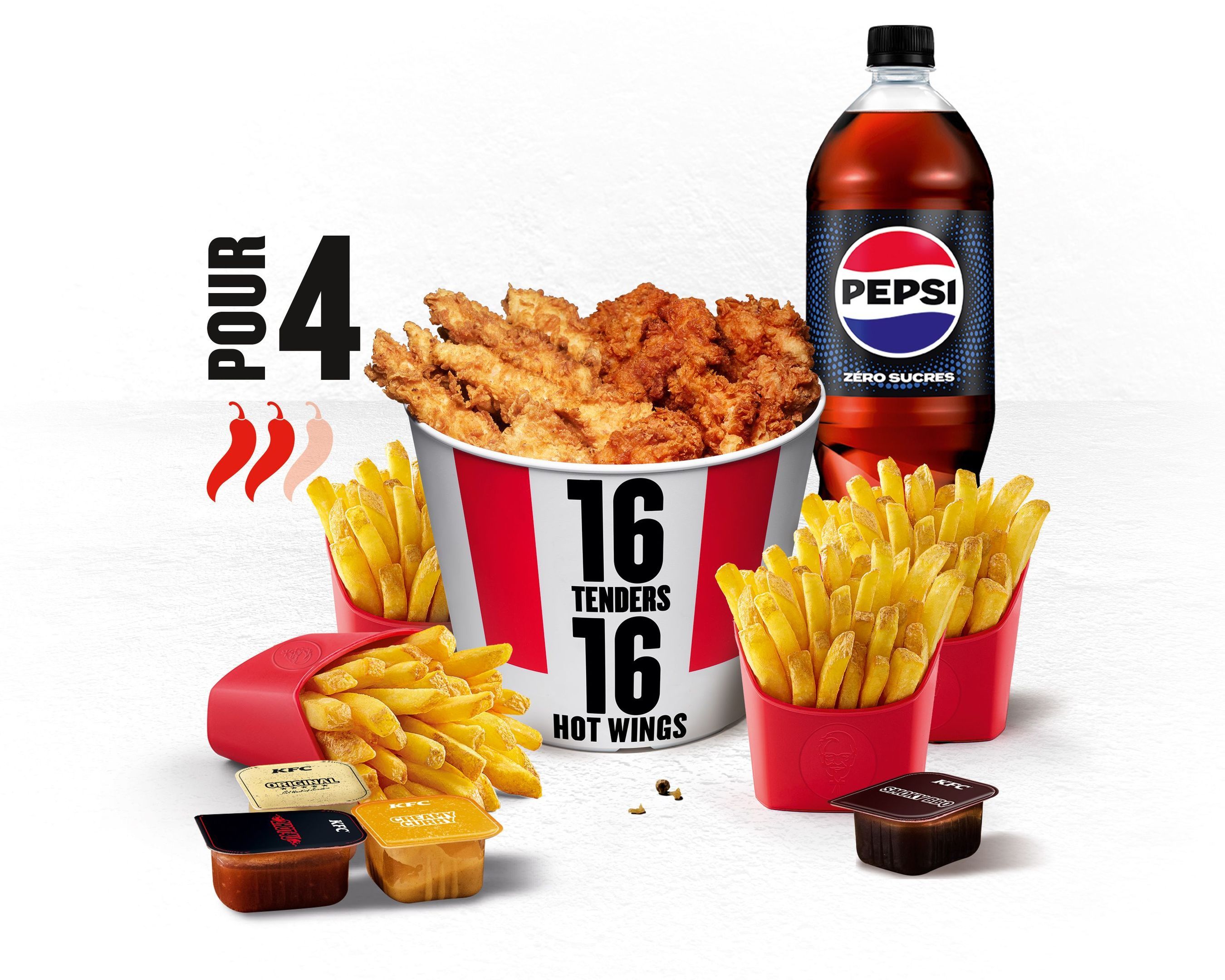 Menu Bucket Pour 4 – 16 Hot Wings®/ 16 Tenders®