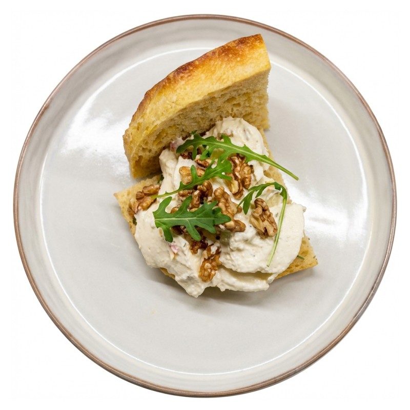 Foccacia, Mozzarella, Walnut And Olive Sauce