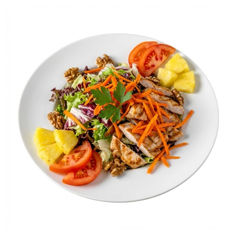 Salade Au Poulet, Ananas, Noix Avec Sa Vinaigrette Balsamique
