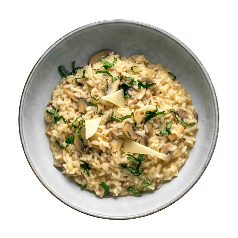 Risotto Aux Champignons De Paris Parfumé À L’huile De Truffes