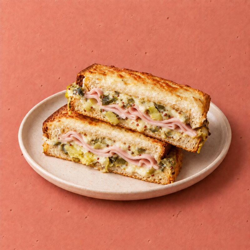 Croque Poireaux-Chèvre-Moutarde De Meaux Et Jambon De Dinde