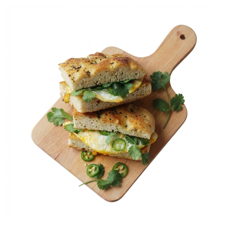 Foccacia, Cheese, Chili, Coriander