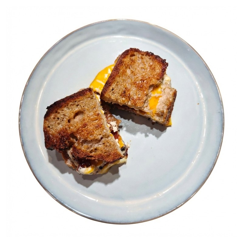 Brie And Cheddar Toastie With Date And Tamarind Chutney