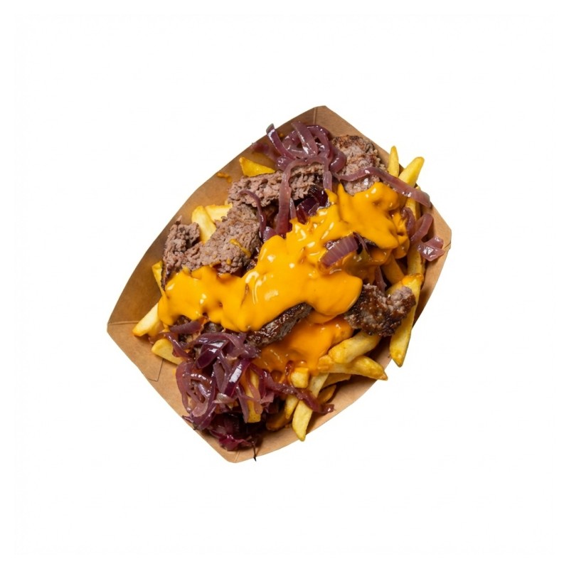 Frites Normales + Steak Haché Pur Bœuf + Cheddar+ Oignon Frit + Bacon